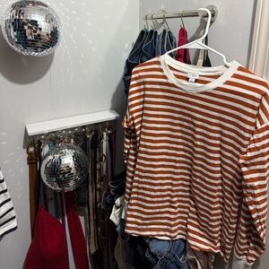 J. Crew Orange and White Striped Shirt